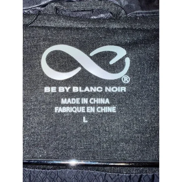 Be by Blanc Noir Black Gray Hooded Puffer Quilted Vest Size Large - Picture 6 of 13